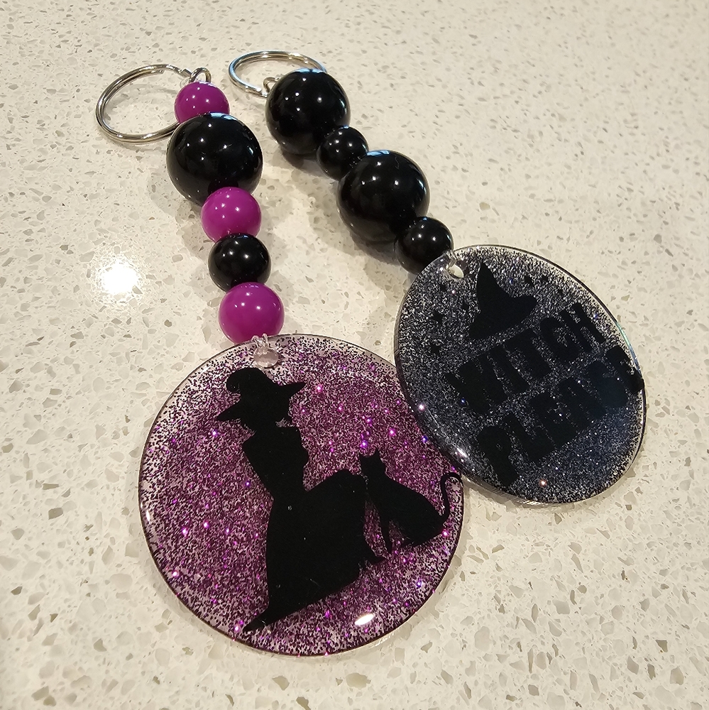 Halloween Witch Glitter Keychains